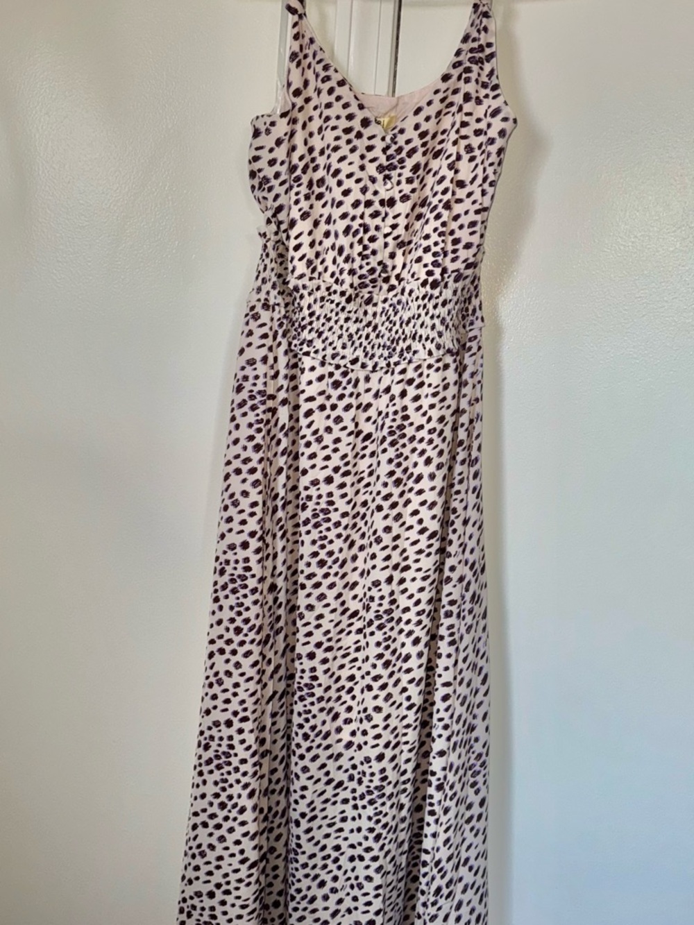 Kori Light Peach and Dark/Purple Spotted Print Maxi Dress Size S